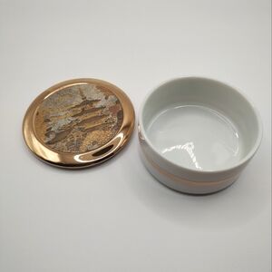 The Art of Chokin 24K Gold and White Porcelain Vintage Trinket Box